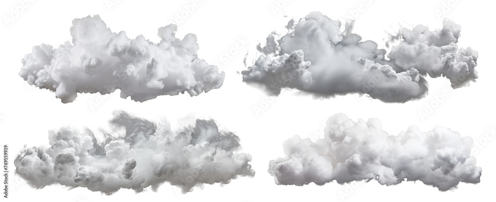 Sticker Set of white clouds cut out