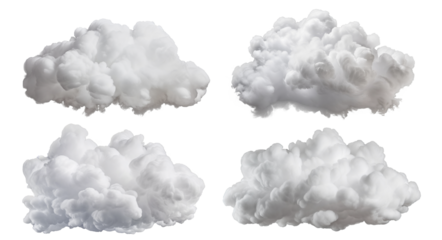 Set of white clouds cut out