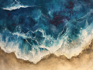 Fototapeta premium Aerial Panorama of Blue Waves | Aerial Ocean View | Aerial Sea Landscape | Bird eye view