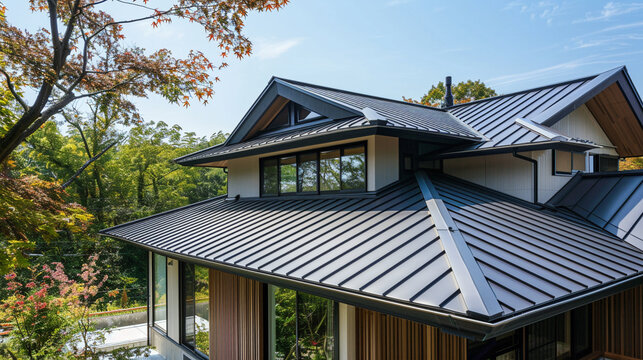 Sandwich panel roofs adorned with metal tiles