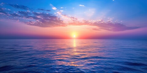 Naklejka na ściany i meble A sunrise over a calm ocean, symbolizing the dawn of hope and new beginnings. 