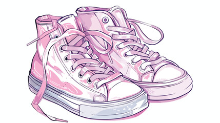 Sneakers shoes pair isolated. Hand drawn illustration