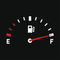 Fuel Indicator Panel on Black Background. Vector