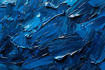 Abstract dark blue rough texture background, oil or acrylic painting with brushstrokes - obrazy, fototapety, plakaty