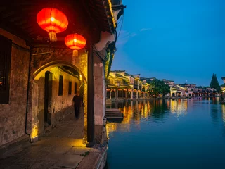 Foto op Plexiglas Night view of Nanxun, an ancient water town in Zhejiang Province, China. © Zimu