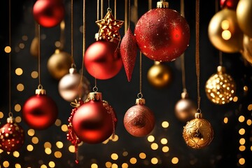 christmas background with balls generated by AI