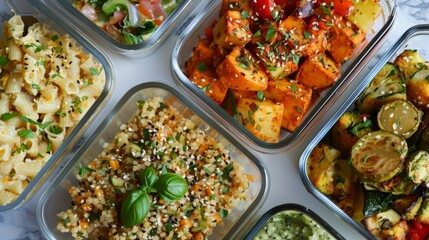 Table Displaying Assorted Food Containers