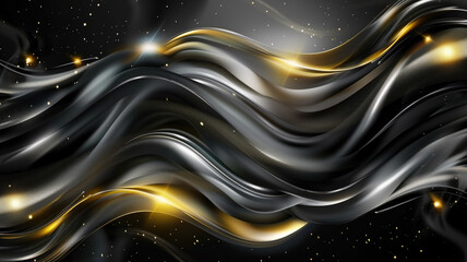 Black and silver modern abstract background with yellow stripes Generative AI