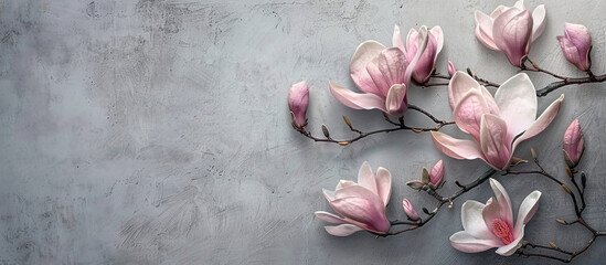 Magnolia flower isolated on black background with clipping path