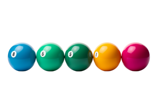 Numeric Symphony: A Vibrant Array of Numbered Balls. On a White or Clear Surface PNG Transparent Background.