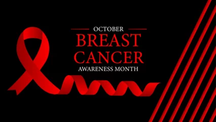 Outdoor kussens Breast cancer awareness campaign banner background with pink ribbon. vector illustration of breast cancer awareness campaign in october month background. poster, flyer, cover, card, web, brochure. © Umar