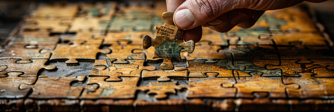 A Concept Highlighting the Decision-Making Process ,
Abstract image of a jigsaw puzzle coming