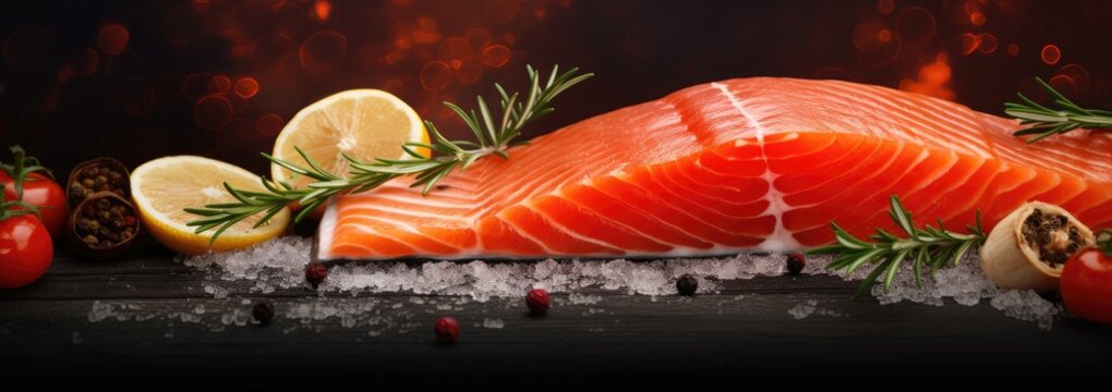 Fresh grilled Salmon delight advertisement background 