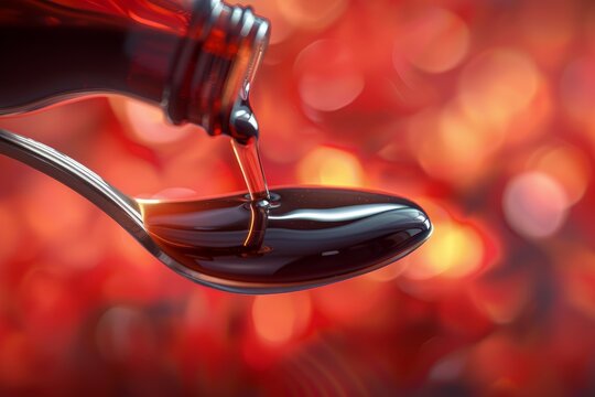 Pouring thick, viscous syrup or honey with bokeh lights background. Sweet food concept. - Powered by Adobe