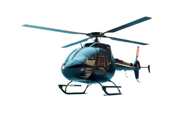 Sleek Helicopter in High Definition: Its Rotor Blades Captured with Precision on transparent background.
