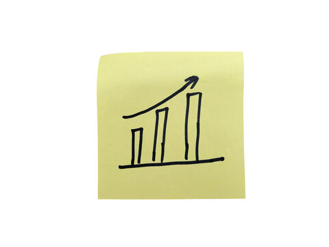 Growth graph clip art on sticky note