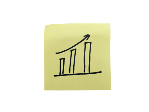 Growth graph clip art on sticky note