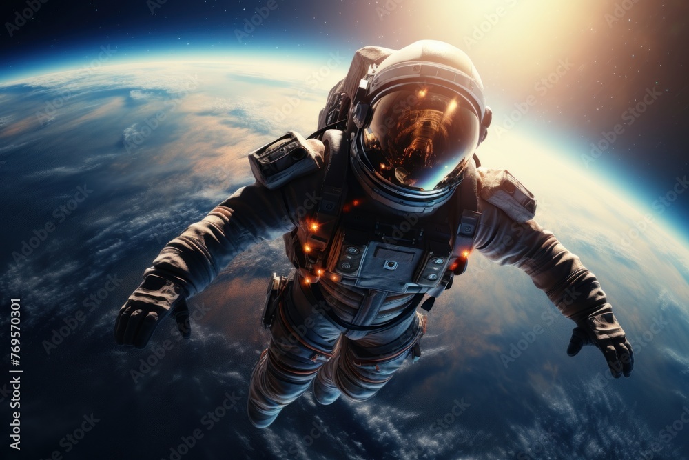 Canvas Prints an astronaut in outer space. billions of galaxies in the universe.