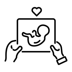 Ready to use line icon showing baby ultrasound 