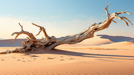 Rough tree trunk in desert landscape