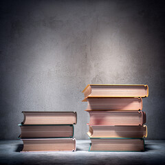 Stacks of books on concrete background - 769571593