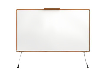 Blank Canvas: Minimalist Whiteboard With Rustic Wooden Frame on Pure White Background. On a White or Clear Surface PNG Transparent Background.