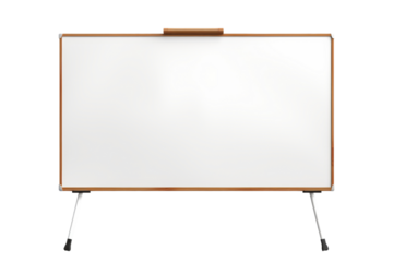 Blank Canvas: Minimalist Whiteboard With Rustic Wooden Frame on Pure White Background. On a White or Clear Surface PNG Transparent Background.
