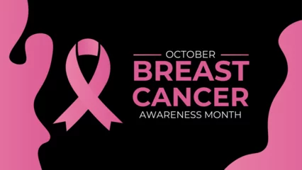 Zelfklevend Fotobehang Breast Cancer Awareness Month poster design with pink ribbon. National Breast Cancer Awareness Month.Holiday Concept. banner, cover, poster, card, web, Ads, HIV, flyer, background. vector illustration © Umar