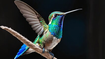 Iridescent Hummingbird Perched Elegantly on Branch