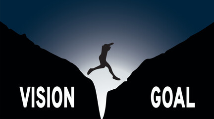 vector illustration of Business man start from vision to goal. move up motivation, the path to success - Vector