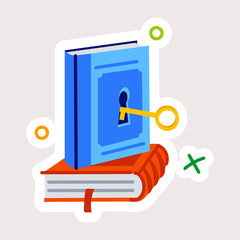 A modern flat sticker of secret books 