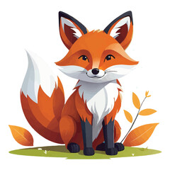 Obraz premium vector of fox with white background