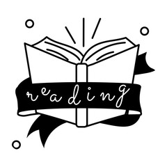 Download glyph style sticker of reading 