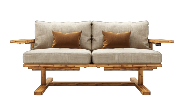 Bamboo Standing Desk: Elevate Health and Productivity in Style! Isolated on White Background, 3/4 View with Complementary Cushions.