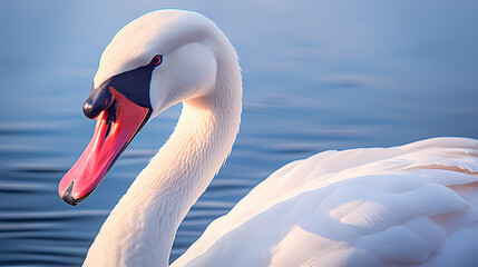 Fototapeta premium White swan, charming Valentine's Day background