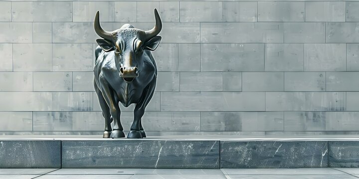 Tired bull statue symbolizing global stock market collapse in 1929 economic crisis style. Concept Sculpture, Symbolism, Economic Crisis, Stock Market, Historical Art