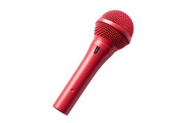 Passionate Red Voice: A Solo Mic on a Clean Canvas. On a White or Clear Surface PNG Transparent Background.