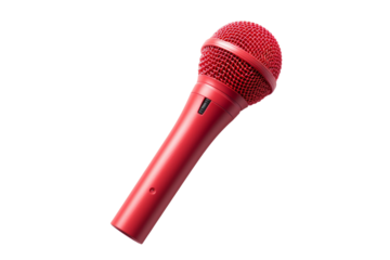 Passionate Red Voice: A Solo Mic on a Clean Canvas. On a White or Clear Surface PNG Transparent Background.