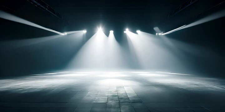 Artistic performances stage light background with spotlight illuminated the stage for contemporary dance. Empty stage with monochromatic colors and lighting design. 4K Video