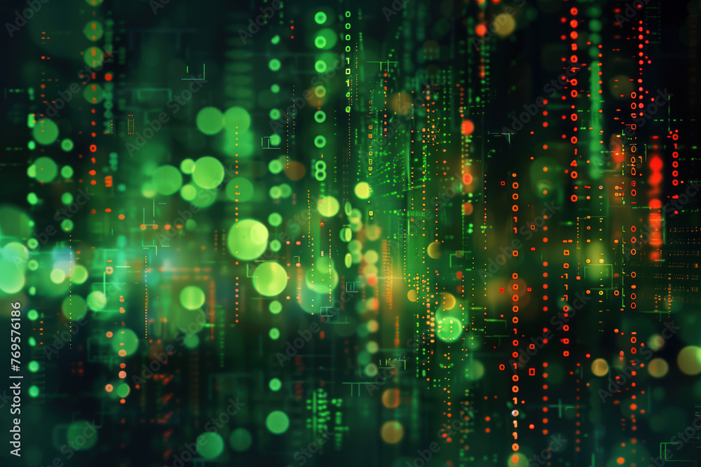 Poster abstract green computer internet and technology background. background image. created with generativ
