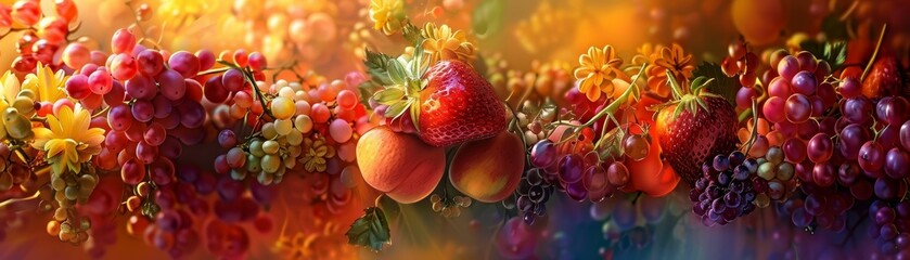 Exotic fruits collection Blurs and Gradients Romanticism Industrial Digital Paintings ,