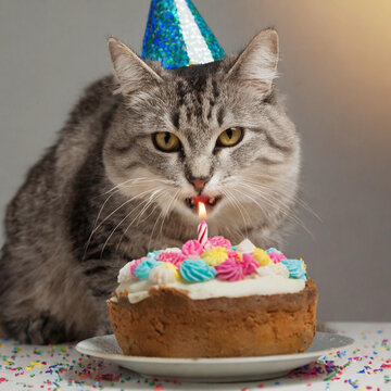 케이크 먹는 고양이