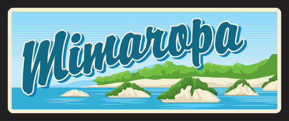 Mimaropa administrative region of Philippines. Vector travel plate, vintage tin sign, retro welcome postcard or signboard. Coron Island landscape, souvenir memorable card or magnet from trip