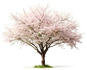 Pink sakura tree isolated on white background. 3D illustration.