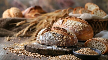 Assorted Bread on Wooden Table