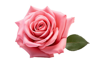 Enchanted Pink Rose Blooming in Serenity. On a White or Clear Surface PNG Transparent Background.