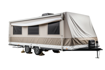 Rolling Adventure: Trailer Veiled in Mystery. On a White or Clear Surface PNG Transparent Background.