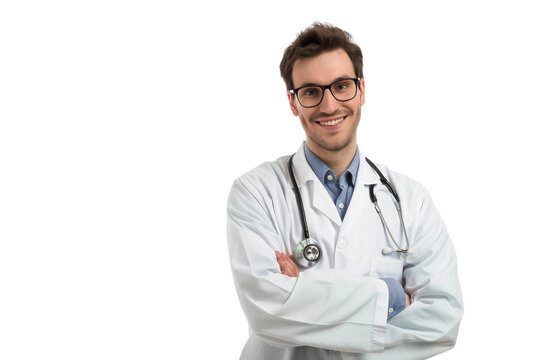 Friendly Smiling Doctor Isolated on Transparent Background