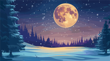 Vector illustration of night sky and full moon