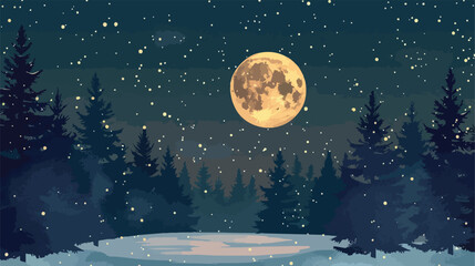 Vector illustration of night sky and full moon